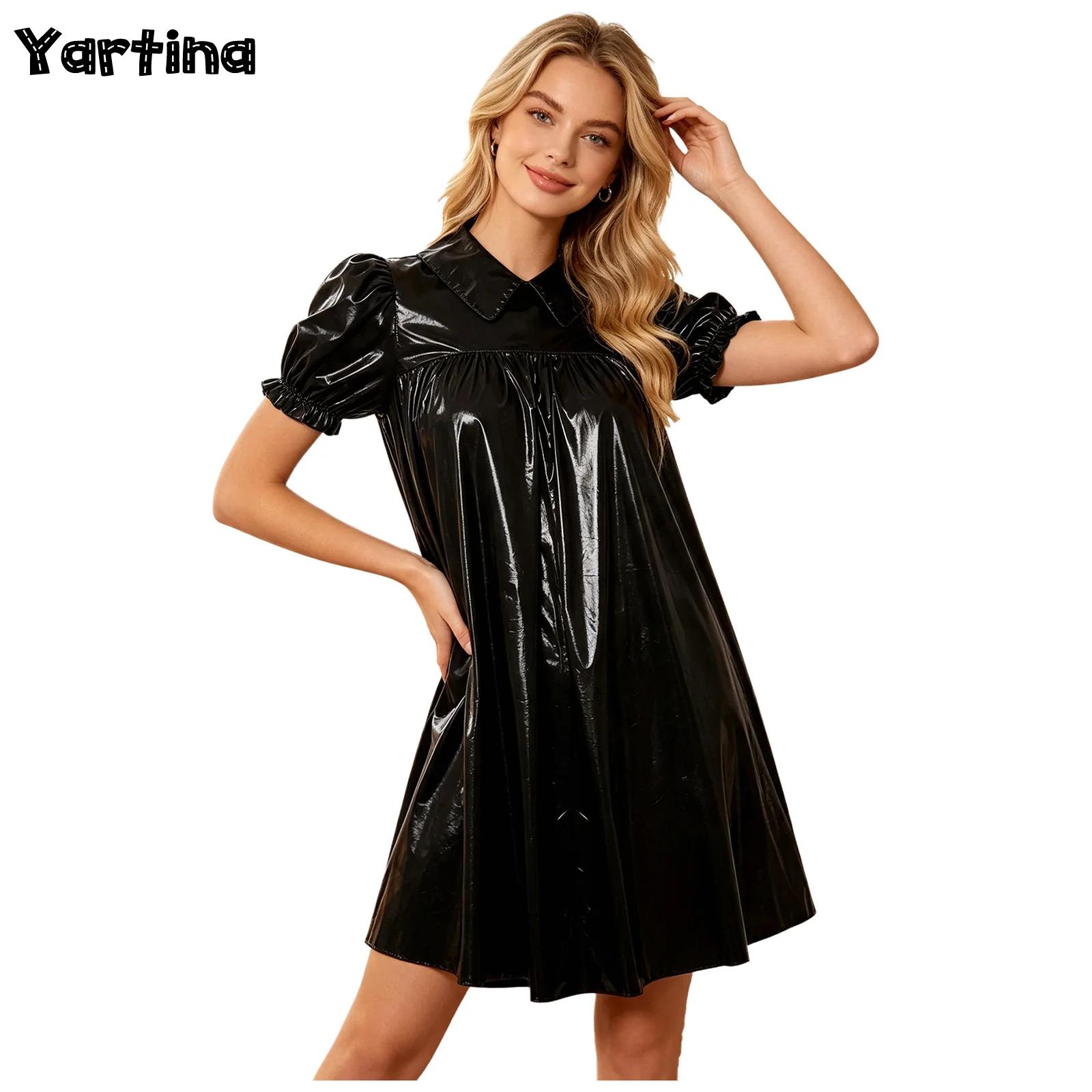 Women'S Fashion Victorian - Abito Babydoll Lucido in PVC per