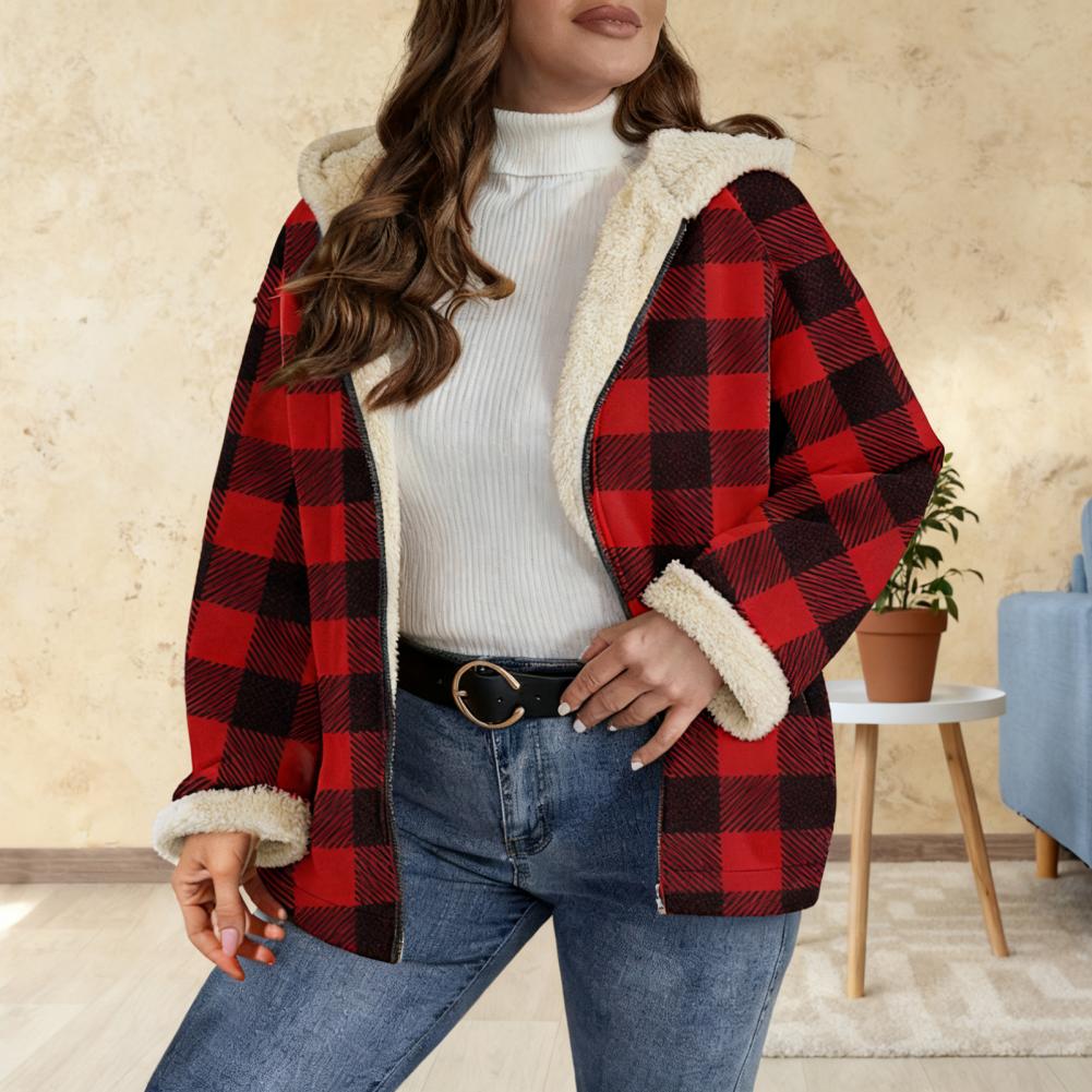 Sherpa Coat Women - Giacca da donna Sherpa a quadri