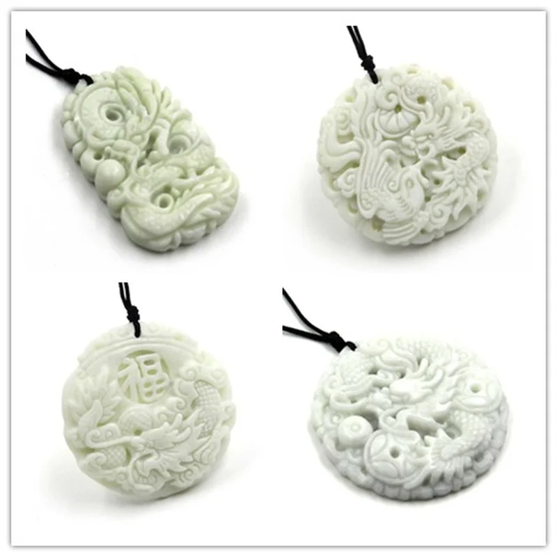 Women Fashion Jewellery - Drago di giada bianca naturale Phoenix