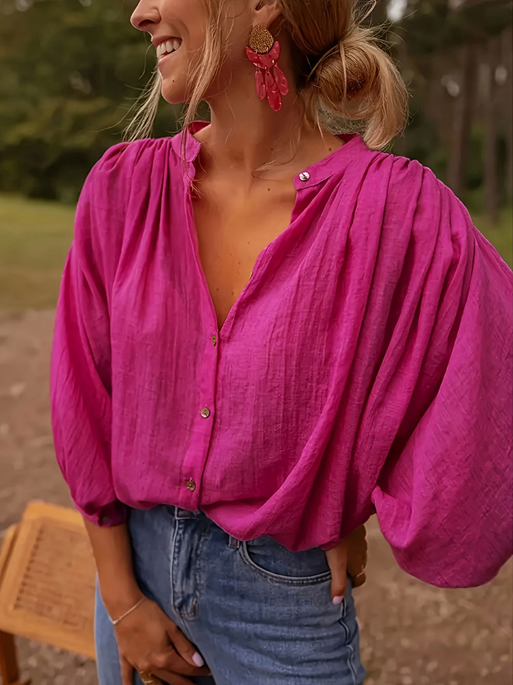 Puff Sleeve Blouse - Nuova elegante camicia a maniche lunghe
