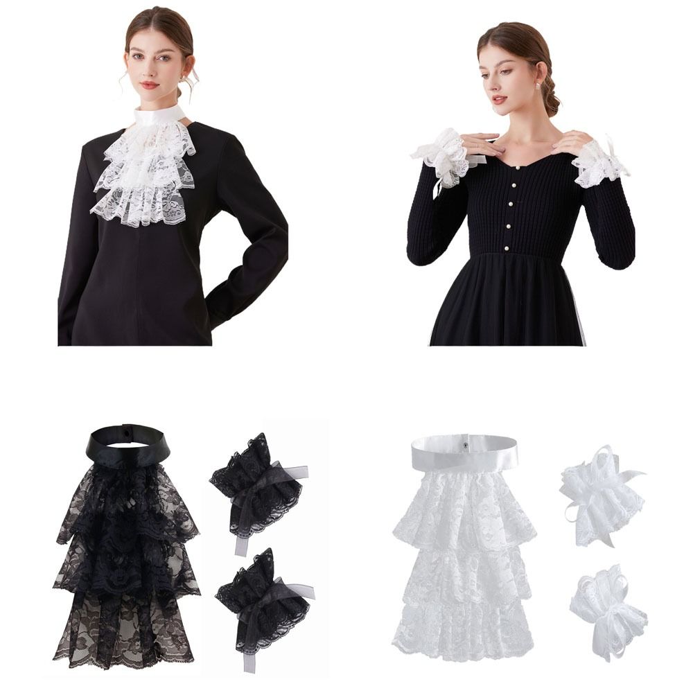 Women'S Fashion Victorian - Colletto Jabot in Pizzo Vittoriano alla