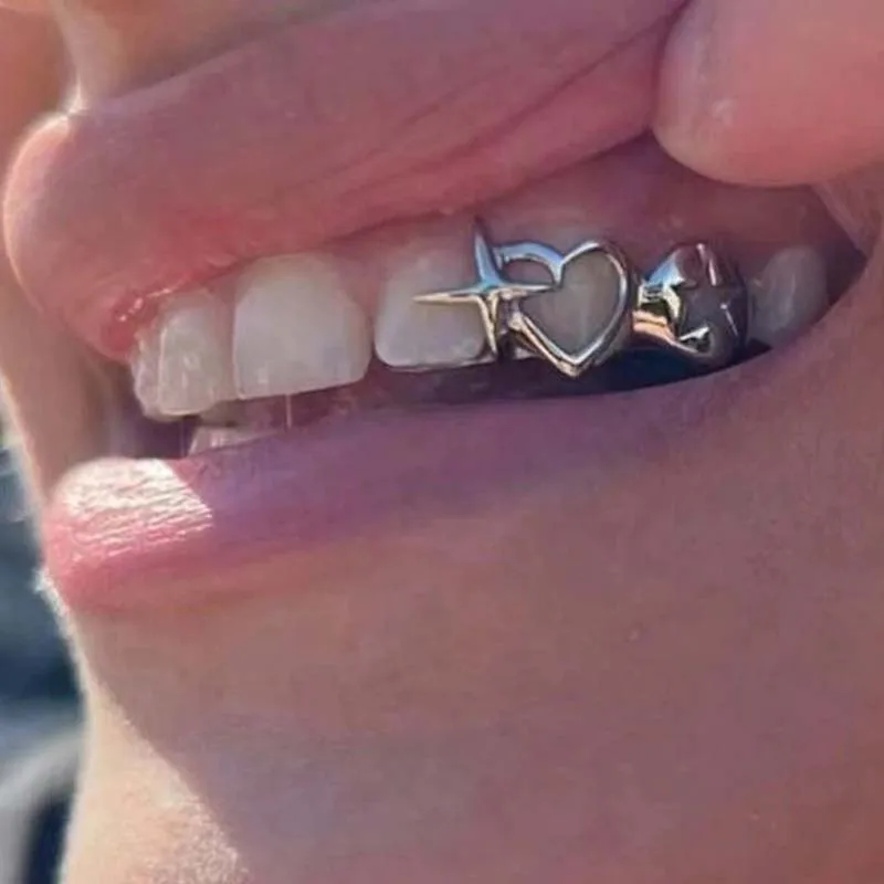 Women'S Fashion Visor - Punk Hip Hop Hollow Heart Denti