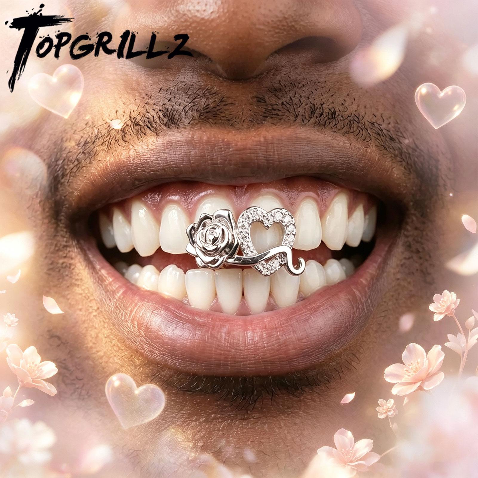 Women'S Fashion Visor - TOPGRILLZ Grillz Romantici con Zirconi a