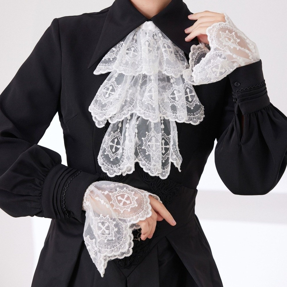 Women'S Fashion Victorian - Collare Jabot in pizzo stile vittoriano