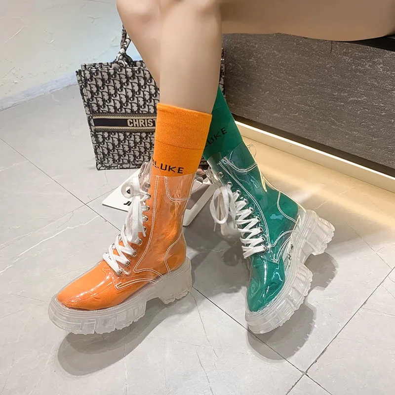 Stivali con Piattaforma Traspa - Women'S Fashion Rain Boots recensione e prezzo