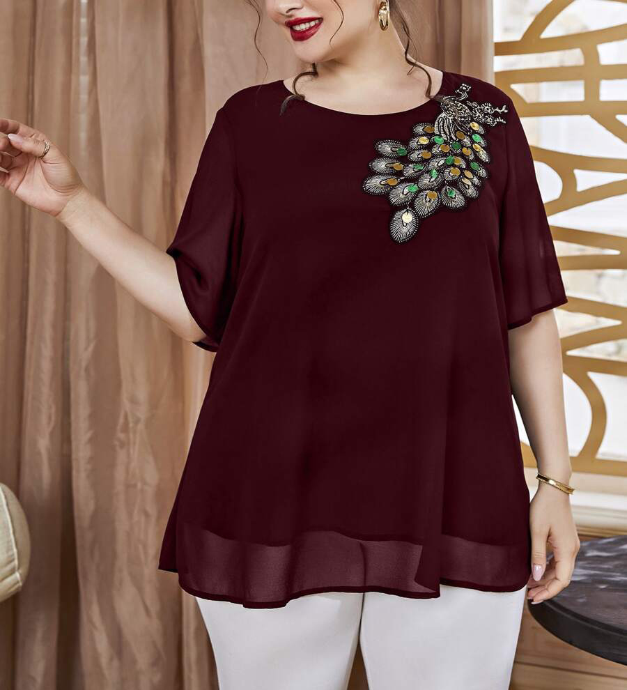 Top pavone ricamato da donna t - Puff Sleeve Blouse recensione e prezzo