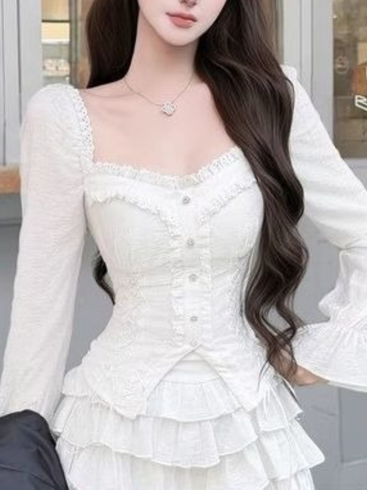 Harajuku francese elegante set - Puff Sleeve Blouse recensione e prezzo