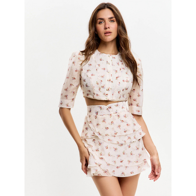 Set Coordinato con Stampa Flor - Puff Sleeve Blouse recensione e prezzo
